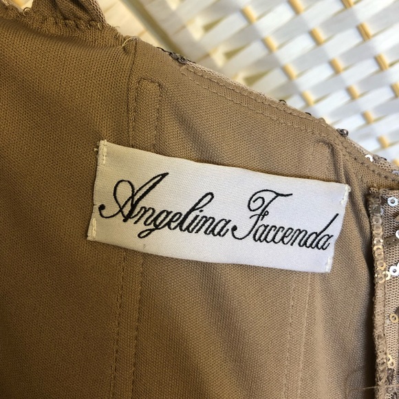 ✅ Angelina Faccenda taupe sequined formal maxi dress - Picture 14 of 16